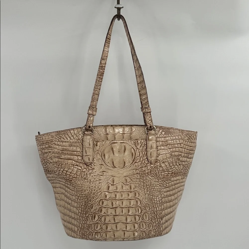 Brahmin Bowie Woven Tote Bag with Red Hanging Accent - Picture 5 of 12